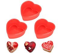 GWAWG 4 pollici stampo per torta a forma di cuore, 3 pezzi piccolo teglia in silicone, antiaderente Quick release Love forma torta piatta per il compleanno di San Valentino