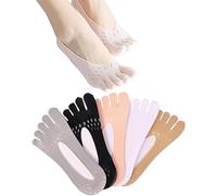 GWAWG 5 paia di calzini separatori per le dita dei piedi da donna: no show Low Cut Liner Five Finger Socks in multicolore, taglia unica