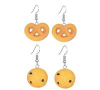 GWAWG Biscuit Set di 2 orecchini divertenti con un design realistico di biscotti, costume mostro briciole donna, costume carnevale donna divertente Halloween accessori mostro, Taglia unica, Plastica,
