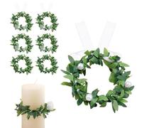 GWAWG Candele da comunione antigoccia, 6 pezzi, anelli di candela con perle e foglie, 4-5 cm, ghirlande decorative per la prima comunione, battesimo, matrimonio