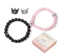 GWAWG Coppia di braccialetti magnetici abbinati a reciproca attrazione per sempre relazione lunga distanza coppia corda intrecciata perline braccialetto di cristallo regalo per amante fidanzato