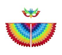 GWAWG Costume per bambini con ali di uccello, gufo e pavone, maschera per occhi in feltro e ali, set per Halloween colorato