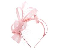 GWAWG Fascinator Elegante con piume per capelli, cappello da donna, vintage, alla moda, per Natale, velo da sposa, matrimonio, accessorio per capelli, piuma, velo (rosa)