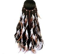 GWAWG Feather Headpiece, Vintage Headpiece Hippie Head Chain, Indian Headband Women's Headband Headpiece Tribal Headpiece in Native American Style, Indian Jewellery Feather Headpiece