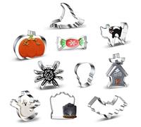 GWAWG Grande set di formine per biscotti di Halloween, 10 pezzi, in acciaio inox