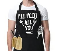 GWAWG Grembiule da BBQ Nero Divertente Grembiule Professionale con 2 Tasche, Regalo per Cucina per Uomini e Donne, Ideale per Casa, Cucina, Giardino, Lavoro e Ristorante