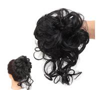 GWAWG Hairpiece with Elastic Band, Messy Bun Hairpiece with Elastic Band, Synthetic Hair Scrunchie with Hair, Tousled Updo Hairpieces for Women Girls (Black)