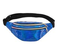 GWAWG Marsupio metallico con cinturino regolabile, 3 scomparti, impermeabile, elegante, in vari colori laser, perfetto per l'uso quotidiano, feste, carnevale, accessorio unisex, Blu