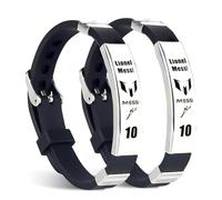 GWAWG Messi10 - 2 braccialetti con stella del calcio, in acciaio inox, in silicone, stile sportivo, con stella del calcio, regolabile, idea regalo per fan del calcio, adjustable, Acciaio inossidabile