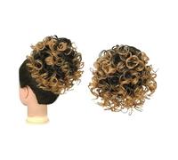 GWAWG Palla Disordinato Breve Cavo Riccio Coda Di Cavallo Estensione Palla Capelli Sciolti Parti Di Capelli Per Le Donne Ad Alta Temperatura Sintetica Palla Capelli Estensione (1BT27)
