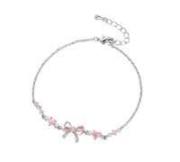 GWAWG Pink Bow Zircon Bracelet, Love Knot Adjustable Velft, Elegant Bowknot Zircon Bracelet, Friendship Bracelets, Love Knot Adjustable Gift for Her, Eine Grösse, Poliestere, Nessuna pietra preziosa