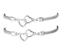 GWAWG Set bracciale e cavigliera doppio cuore - 2 pezzi argento regolabile resistente all'acqua regalo per donna gioielli da spiaggia collana piede