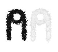 GWAWG Set di 2 piume Boa 180 cm, nero e bianco, accessorio Charleston donna, costume anni '20, vestito Gatsby, carnevale, festa in costume, cabaret, Halloween e spettacoli, multicolore, XL