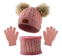GWAWG Set di 3 pezzi per bambini invernali con cappello, sciarpa e guanti per bambini da 1 a 5 anni. Set di accessori invernali per bambini per sport all'aria aperta, set termico foderato in pile