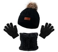 GWAWG Set di 3 pezzi per bambini invernali con cappello, sciarpa e guanti per bambini da 1 a 5 anni. Set di accessori invernali per bambini per sport all'aria aperta, set termico foderato in pile