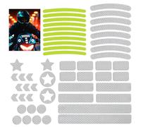 GWAWG Set di 62 adesivi riflettenti di sicurezza per la visibilità notturna morbida, multi forme, per auto, veicoli, biciclette, moto, casco, borse, abbigliamento