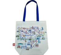 GWCC Borsa tote con licenza ufficiale della metropolitana di Londra con stampa mappa del tubo London Icons retro stampa Mind the Gap Roundel, Bianco sporco, Size is without handle Height 15.5 inches