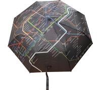GWCC Mini ombrello con licenza della metropolitana di Londra con stampa della mappa del tubo e confezionato in borsa a maniche, Nero , 110cm * 24cm