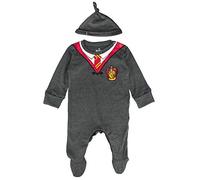 GWCC Pagliaccetto per neonato con licenza Harry Potter Baby Grow con cappello Grifondoro per bambino o bambina, Carbone, 3-6 Months