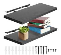 GWCYMYD 2 mensole da parete 40 x 15 x 1,5 cm, con supporto invisibile, montaggio a parete, elevata portata, per camera da letto, cucina, ufficio, soggiorno (nero)