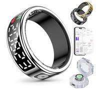 Gwenland Smart Ring Anello Smart Uomo - Anello Intelligente con display, Smartring Fitness Tracker IP68 Compatibile con iOS e Android Activity Tracker/frequenza cardiaca/SpO2/sonno (Argento, 12)