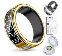 Gwenland Smart Ring Anello Smart Uomo - Anello Intelligente con display, Smartring Fitness Tracker IP68 Compatibile con iOS e Android Activity Tracker/frequenza cardiaca/SpO2/sonno (Oro, 11)