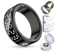 Gwenland Smart Ring Anello Smart Uomo - Anello Intelligente con display, Smartring Fitness Tracker IP68 Compatibile con iOS e Android Activity Tracker/frequenza cardiaca/SpO2/sonno (Nero, 12)