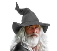 Gwezmxs Cappello da Mago con Punta Curva Unisex, Cosplay da Stregone/Accessori per Costumi per Feste di Halloween per Adulti, Grigio