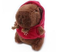 Gwezmxs Peluche Capibara con Portachiavi con Felpa Rossa Cappuccio per Bambine Ragazzi, Capybara Plush, 12x9cm