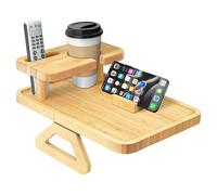 Gwezmxs Vassoio Portatile da Divano in Legno, Organizer Bracciolo per Snack, Bevande e Telecomando, 35x25cm
