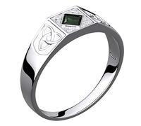 GWG Jewellery Argento Sterling Pietra Quadrata Verde Smeraldo Ornata di Nodi della Trinità Celtica Anello ? 5 in Confezione Regalo per Donne