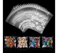 Gwhole 100pz Sacchetti Biscotti di Natale, Fiocchi di Neve Sacchetti cellophane Trasparente per Caramella, Autoadesiva Risigillabile Plastica Sacchetti per Alimentari di Natale Festa