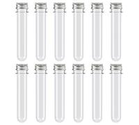 Gwhole 12 Pezzi Provette di Plastica Trasparente con Tappi di Spinta, Bomboniera Portaconfetti Contenitori di Perline, 40ml