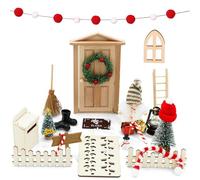 Gwhole Casa Elfo Natale 55 Pezzi Porta Elfo Natale Kit Porta degli Elfi Natale Decorazione Natalizia della Casa Mini Ornamento di Natale Mini Pupazzo di Neve Elf Albero di Natale