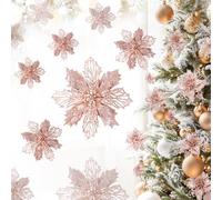 Gwhole Fiori per Albero di Natale Oro Rosa Champagne 21 pz 3 Taglie Decorazioni Albero di Natale Stelle di Natale Pink Addobbi Ornamenti Natalizi per Albero per Casa Interno Ghirlanda