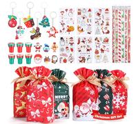 GWHOLE Gadget Natale Bambini 36 pz Gadget Natalizi per Bambini Giocattoli per Feste di Natale con Adesivi Luminosi per Tatuaggi, Matite, Timbri, Anelli, Portachiavi, Sacchetti Regalo