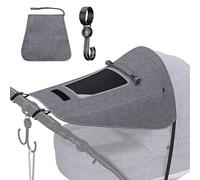 GWHOLE Parasole Passeggino Universale, Ombrellino Parasole Passeggino Universale Regolabile Protezione Parasole Passeggino con Protezione UV 50 con 1 x borsa e 1 x gancio,Grigio
