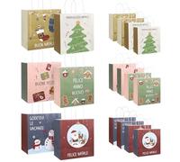 GWHOLE Sacchetti Regalo Natale 12 Pezzi Sacchetti Regalo Natale Grandi Piccoli Sacchetto Regalo Vuoto di Natale per Natale Articoli di Stoccaggio Confezioni Regalo e Decorazioni Natalizie