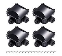 GWHOLE Scatola di Giunzione IP66 Set di 4, Impermeabile, Connettori con 3 Entrate/Uscite per Cavi, Nero