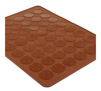 GWHOLE Tappetino Macarons 48 Capacità 5 cm Microforato Decora in Silicone, Stampo di Macarons da Forno per Dolci Biscotti Muffin Cucina Pasticceria, Colore Bruno