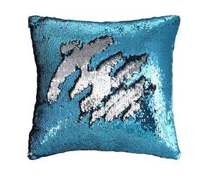 Gwill Mermaid Pillow case, Play Tailor Magic reversibile paillettes copertura del cuscino laterale cuscino di 40,6 x 40,6 cm (argento)