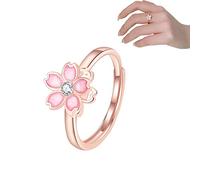 GWINDI Sakura Flower Spinner Ring-Il Tuo Elegante Compagno di ansia e Meditazione,S925 Anello Spinner Regolabile,Fidget Anxiety Relief Ring Band Jewelry per Le Donne (1Pcs)