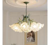 GWJKG 5 luci lampadario di Fiori Verdi Sputnik White Milk Bla lampadario in Vetro per Sala da Pranzo Grande Moderna Fattoria Moderna a Sospensione Luce a Sospensione per Soggiorno per Ragazze Isola