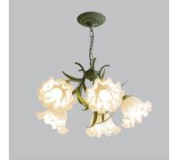 GWJKG 5 luci lampadario di Fiori Verdi Sputnik White Milk lampadario in Vetro per Sala da Pranzo Grande Moderna Fattoria Moderna a Sospensione Luce a Sospensione per Soggiorno per Ragazze Isola della