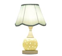 GWJKG Ceramic Fabric Lampshade Iron Base Bedside Dual Light Control Nightstand Lamp Bedroom Table Lamps for Living Room Color Blue Size : Dimme