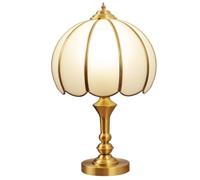 GWJKG Copper Bedside Glass Lampshade Nightstand Lamp Desk Light Table Lamps for Living Room (Color : Push Button Switch)