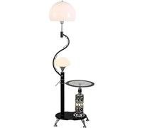 GWJKG Corner Iron High Pole Tempered Top Tall with Acrylic And Glass Lampshade Standing Lamp Floor Lamps for Living Room Color White