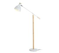 GWJKG Corner Wooden Swing Arm Lamp Standing Light with Metal Lampshade Adjustable Reading Bedroom Floor Lamps for Living Room
