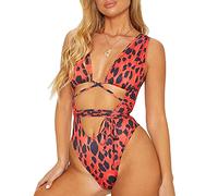 GWJKG Costume da Bagno Intero da Donna con Stampa Leopardata e Cinturino ritagliato in Bikini
