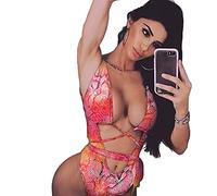 GWJKG Costume da Bagno Intero da Donna con Stampa Leopardata e Cinturino ritagliato in Bikini